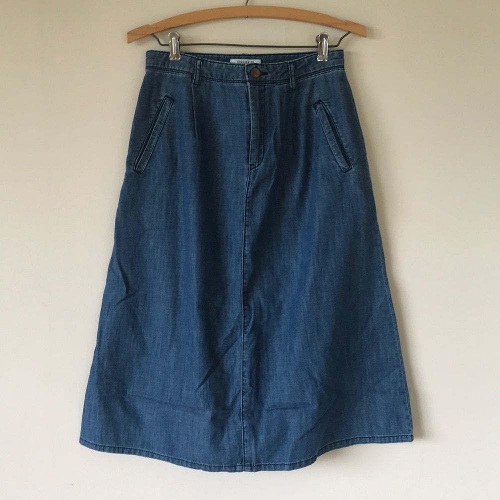 Vintage Retro style Denim front pocket skirt